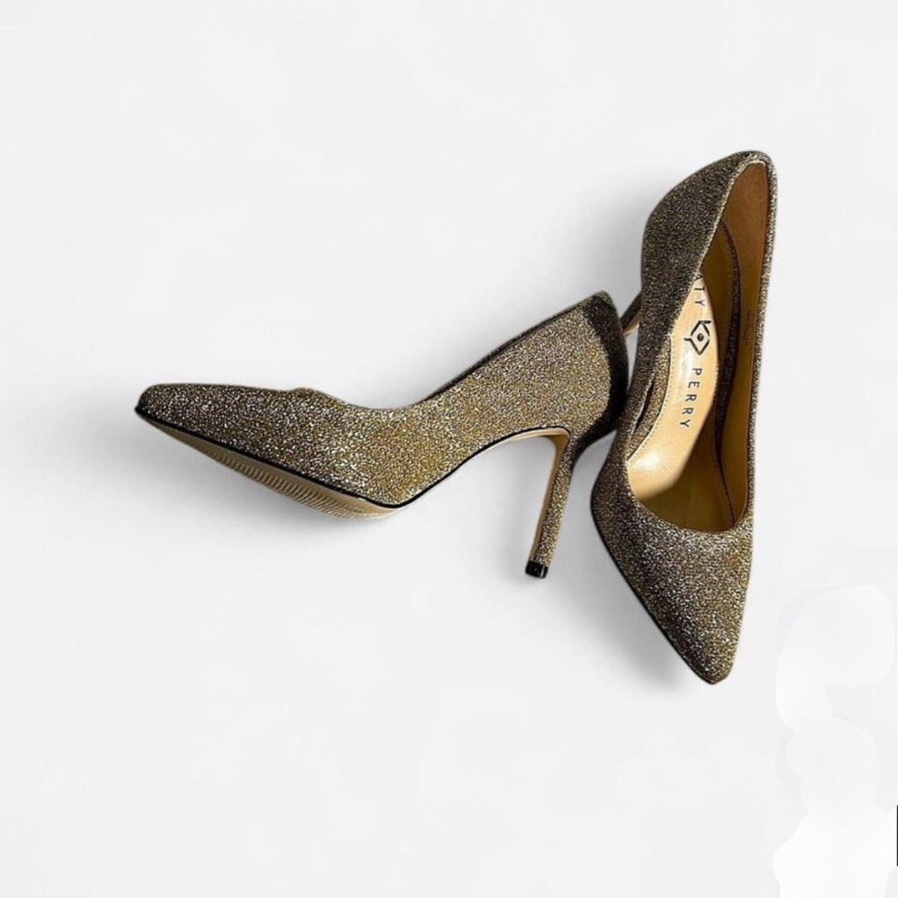 Katy Perry Collections Sparkling Gold Heels Like New. Size 5